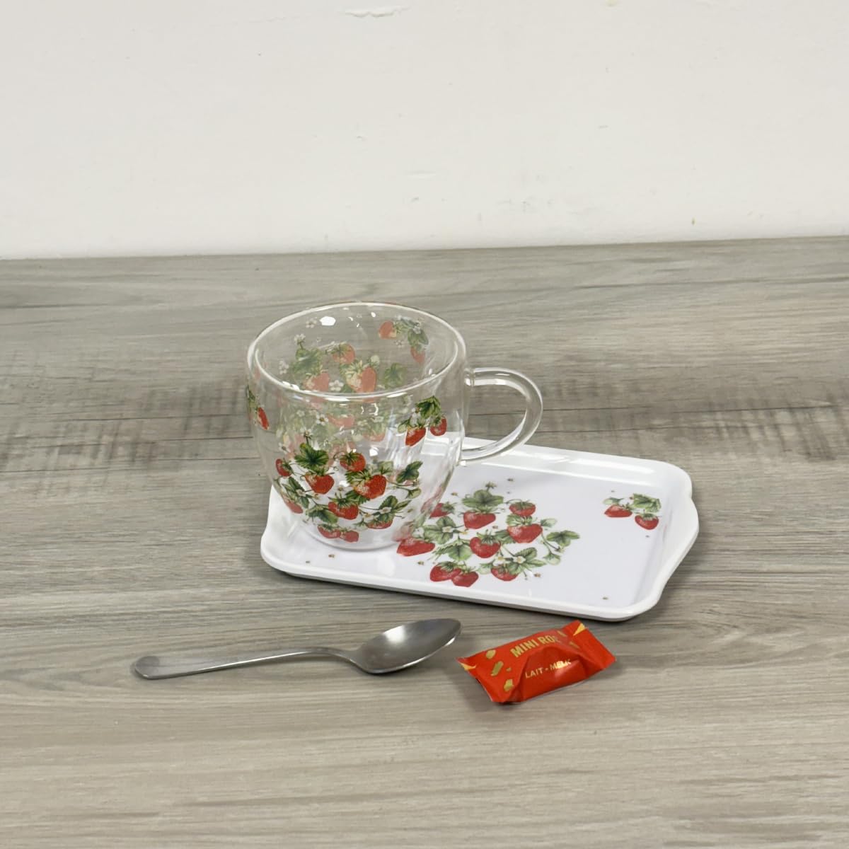 Lot De 2 Tasses LeKuni Double Paroi Avec Fleurs Séchées - 350ml, Verre Borosilicate - Rose & Rouge