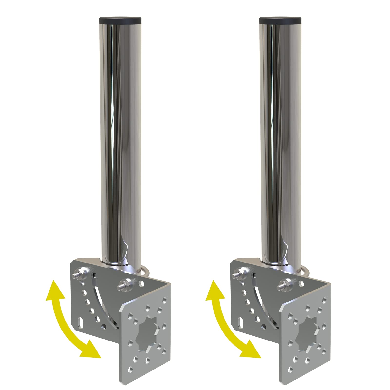 Lot de 2 supports muraux en acier inoxydable de 3,8 cm de diamètre pour antenne extérieure, station météo de 30,5 cm de longueur, mât d'antenne, pince de montage à angle réglable
