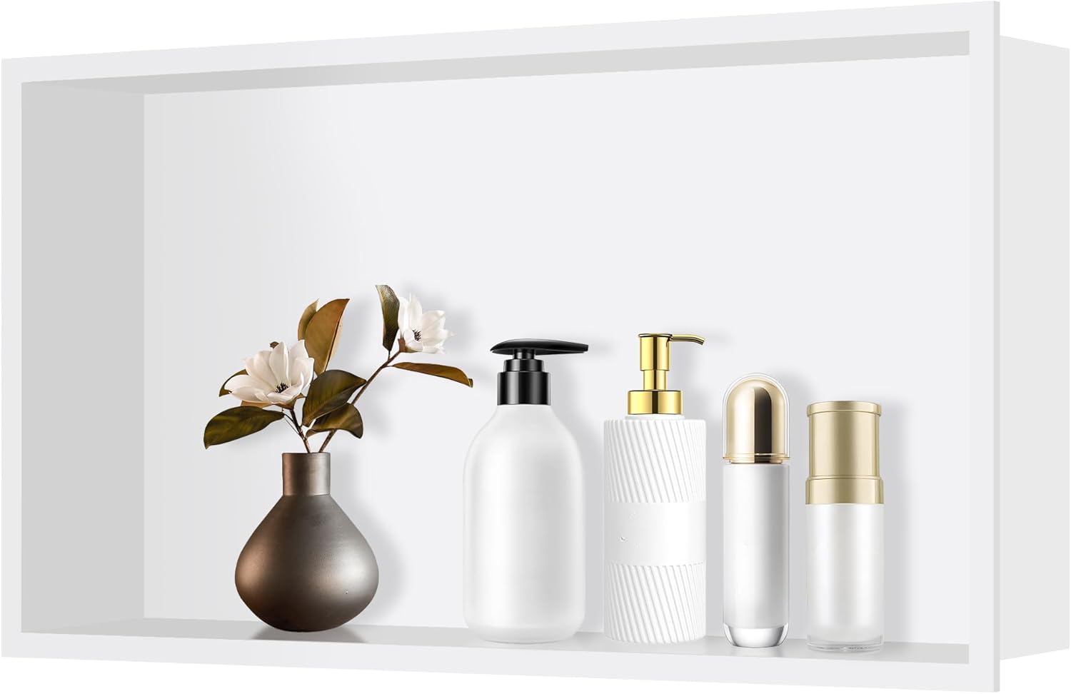 Stainless Steel White Shower Niche,12" x 24" Niche for Shower Wall No Tile Needed,Built-in Bathroom Nich for Shower Waterproof White 12x24x3.7Inch