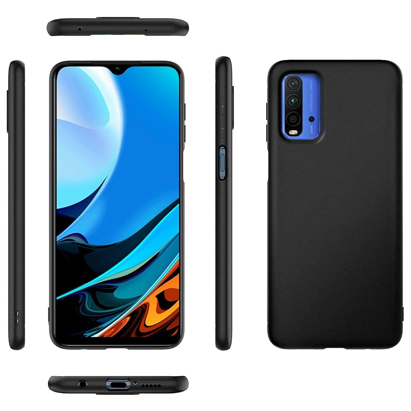 Verco Cover Posteriore Per Xiaomi Redmi 9A - Custodia In Silicone Morbido Opaco Nero