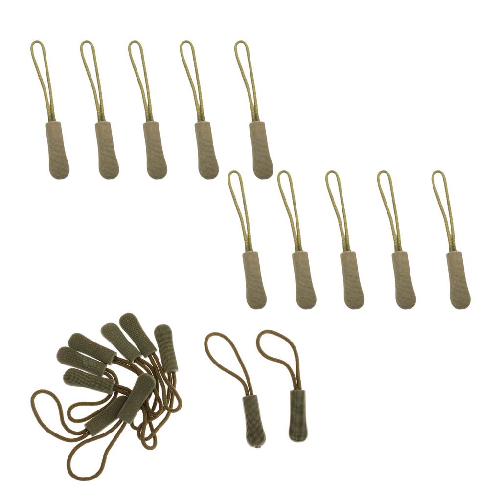 Sharplace 20 Pieces Zipper Pull Zipper Tags Cord Pulls Zipper Extension Zip Fixer (Tan & Green)