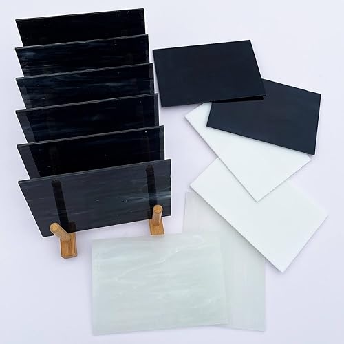 Miniatura 18 de LITMIND Paquete variado de 24 hojas de vidrieras transparentes de catedral, 4 x 6 pulgadas, vibrantes vidrios de arte arcoíris para atrapasoles