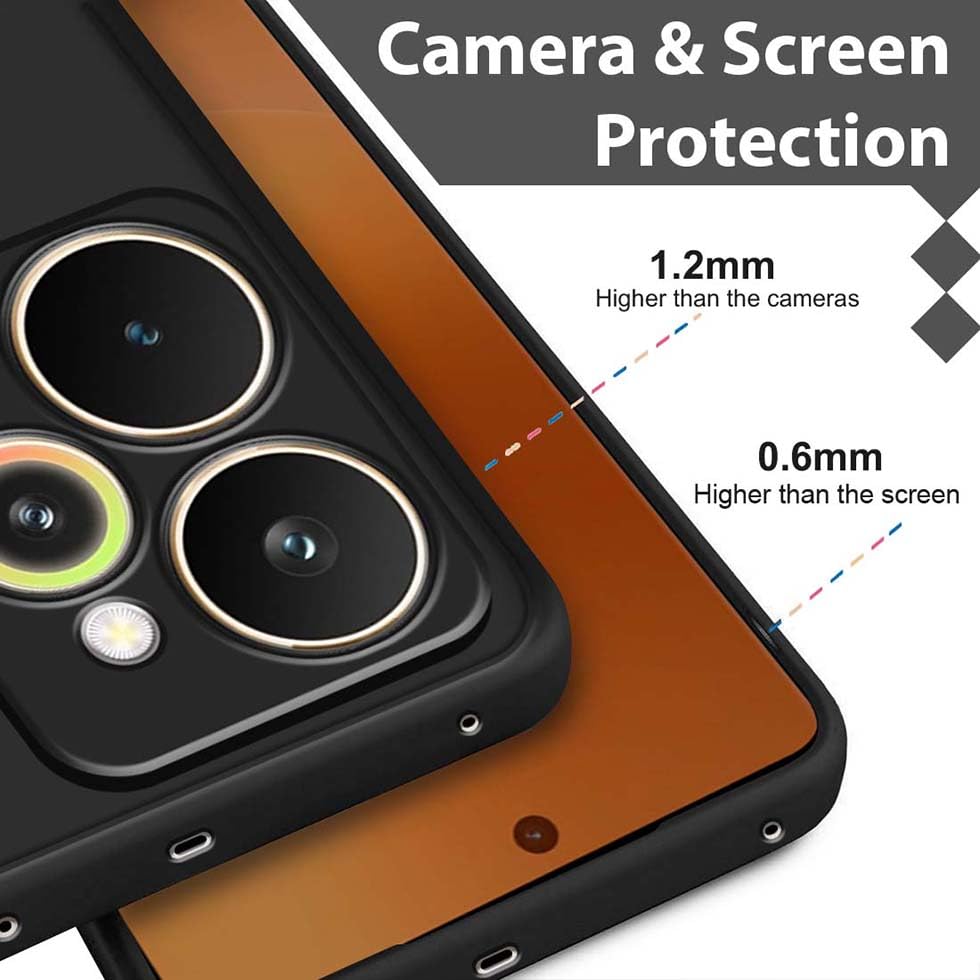 Image of Fashionury Liquid Silicon Back Cover for Realme 15 5G | Camera Protection | Inner Velvet Fabric | Anti-Fingerprint | Ultra Slim Case (Black)