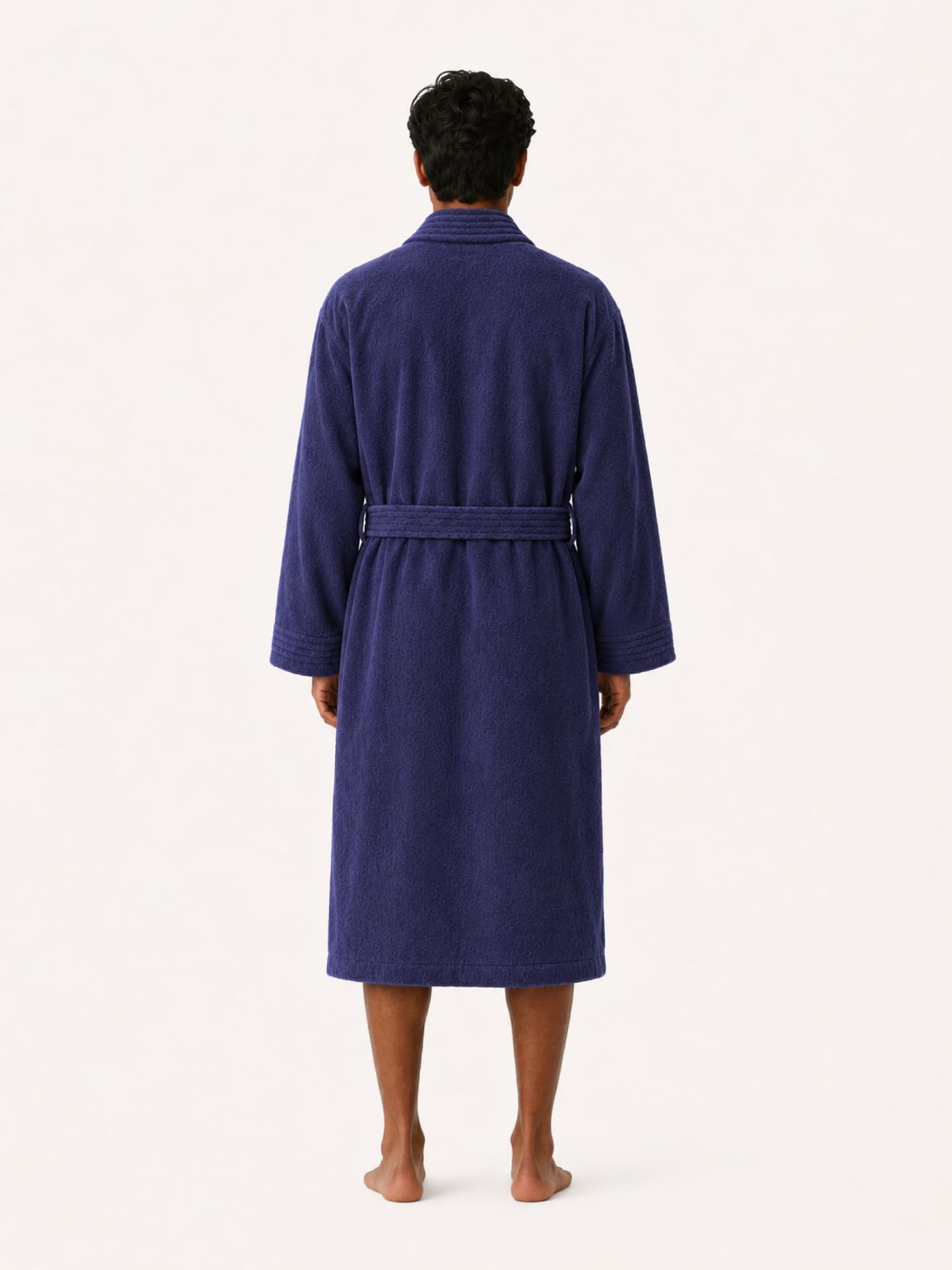 RANGOLI Premium Knee-Length 100% Cotton Men Bathrobe in Full Sleeves & 2 Pockets with 400 GSM Fabric for Ultra Soft & 2X Absorbency (Navy Blue-XL) | Noble Collection 1