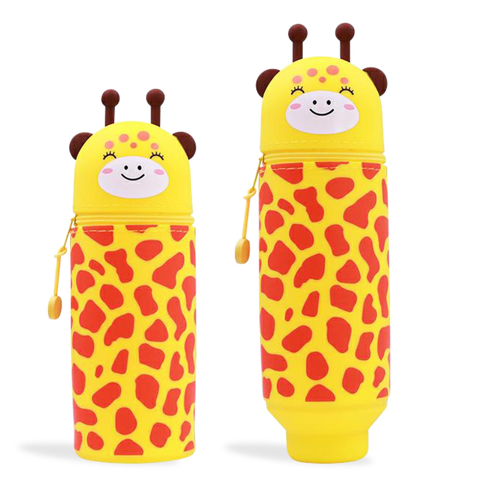 EEPLUYTY Kawaii 2 in 1 Soft Silicone School Case, Silicone Vertical Case, Silicone Zipper, Cute Cartoon DIY, Giraffe, moderne
