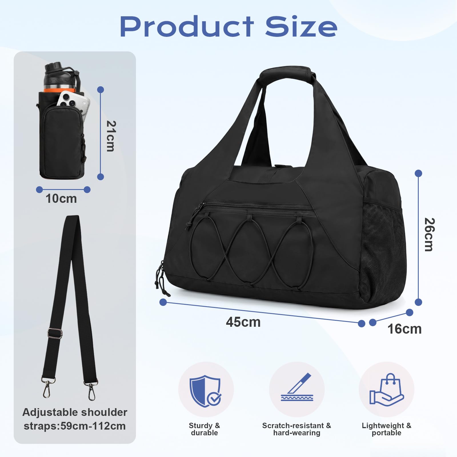 Flintronic Sac de Sport Yoga Femme, Sac De Sport avec Compartiment pour Chaussures et Humide, Sac de Voyage Léger, Sac de Gym pour Homme et Femme, pour Weekend, Outdoor, Workout