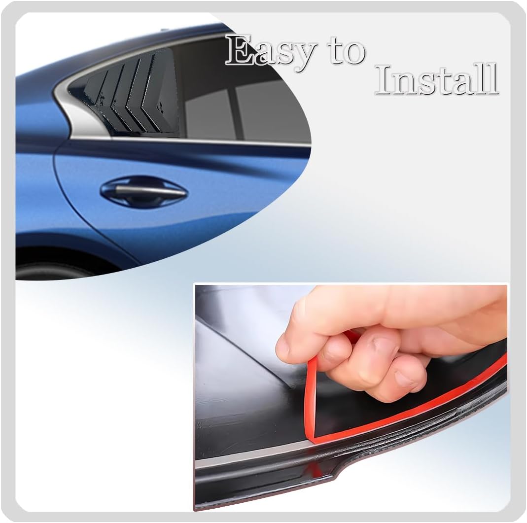 Side Vent Window Louvers for Infiniti Q50 2014-2024, ABS Print Sport Window Decorative Covers, Exterior Trim Accessories - Bright Black