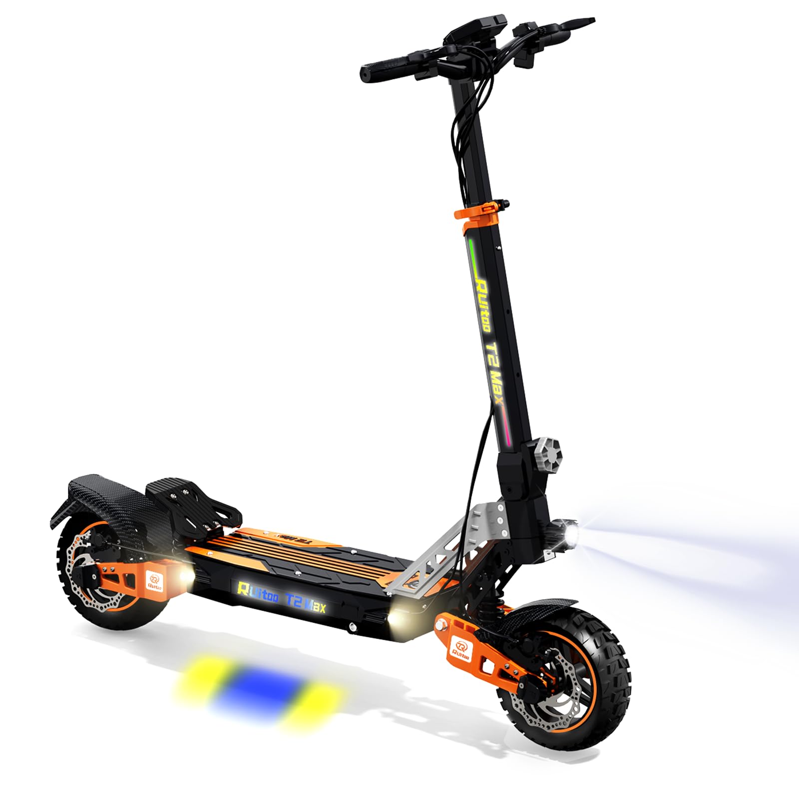 Trottinette Électrique, Ruitoo T2 Max, Autonomie Max 55KM, Batterie 48V 15.6Ah, Pneus Tout-Terrain 10 Pouces, 3 Mode de Vitesse, Affichage Intelligent, Facile à Plier