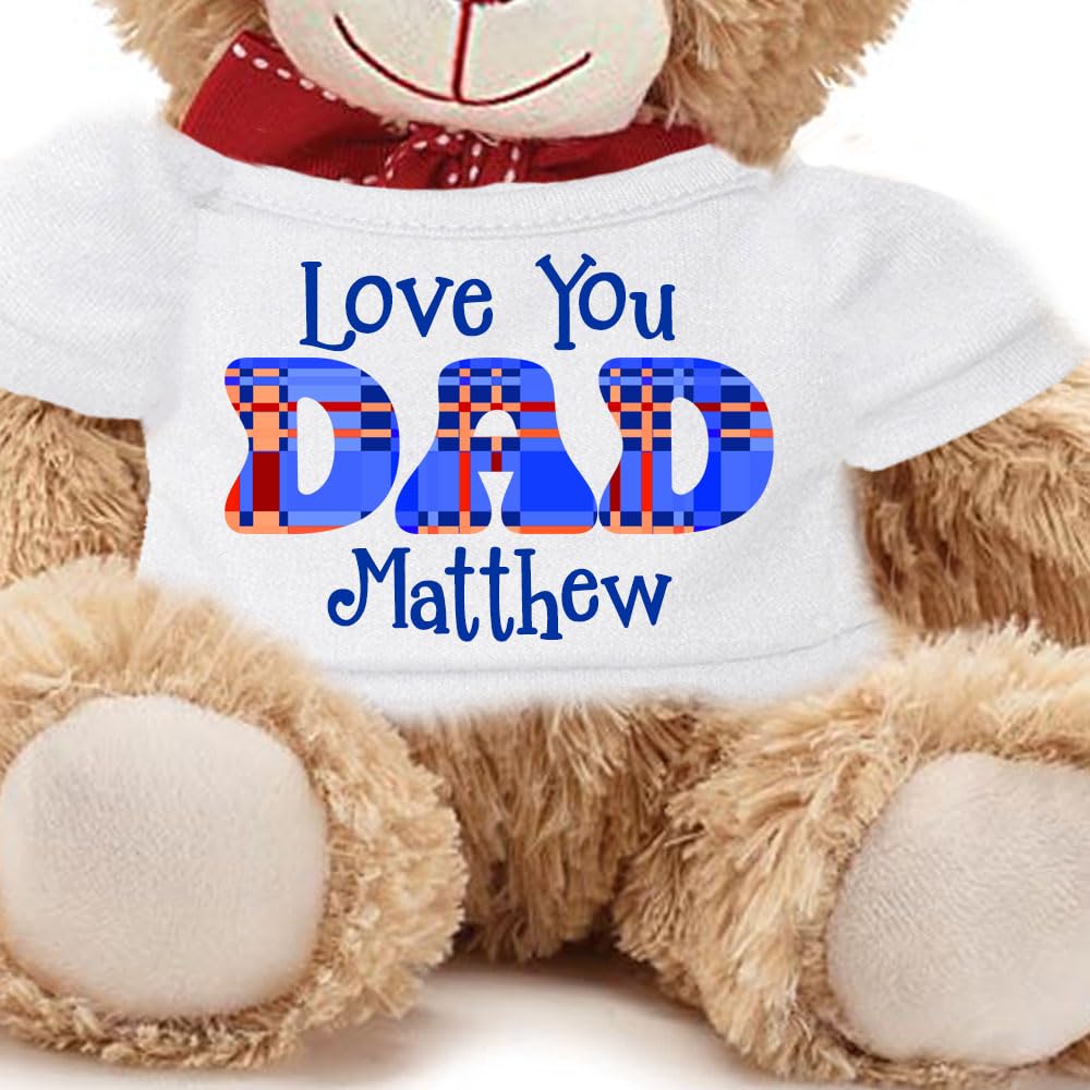 Knextion Inc Gifts for Dad Father's Day Shirt and Stuffed Animal Bear 10 Inch Plush Birthday Thank You Appreciation Gift Personalized with Custom Name