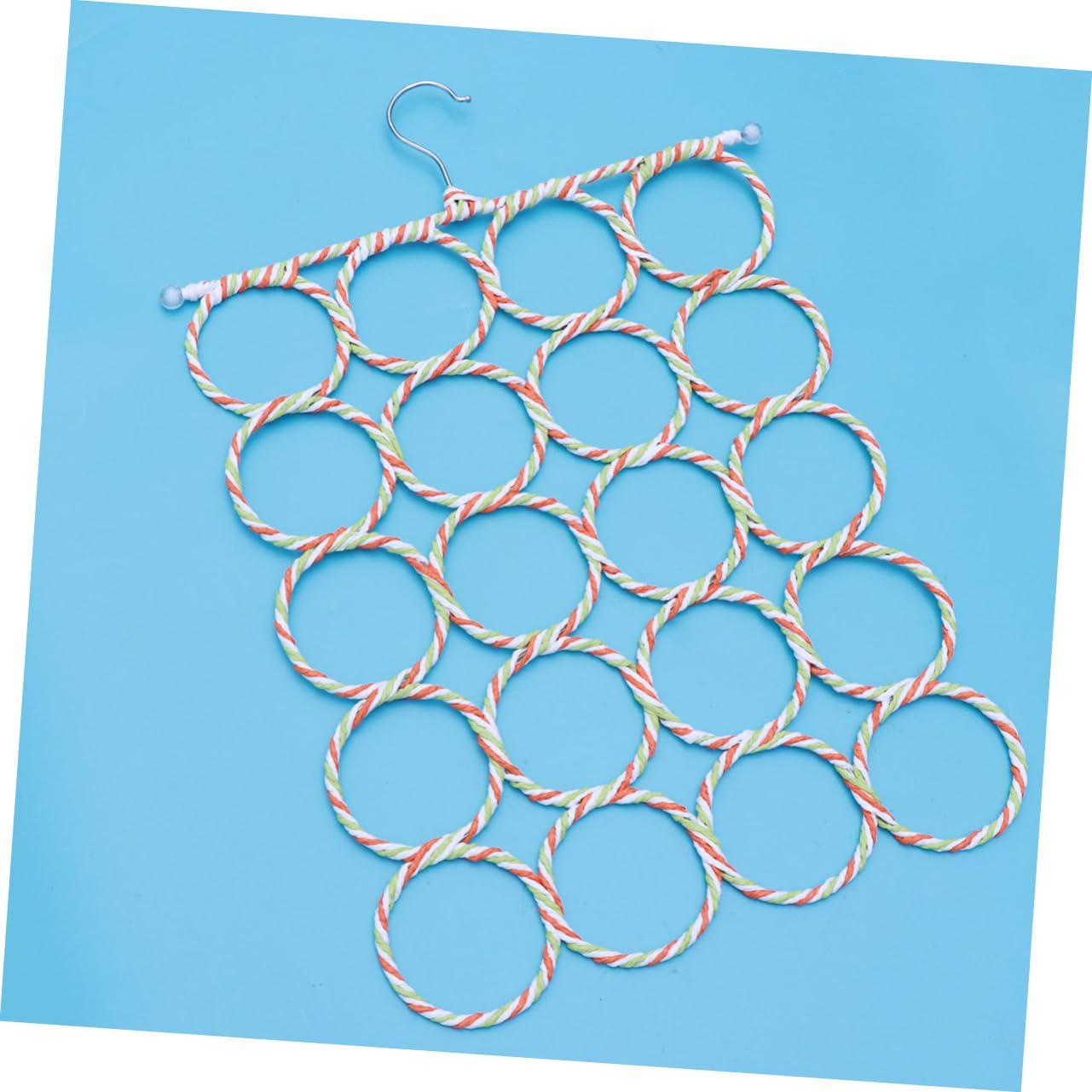 Scarf Hanger Steel Hook Paper Rattan 20 Ring with Foldable