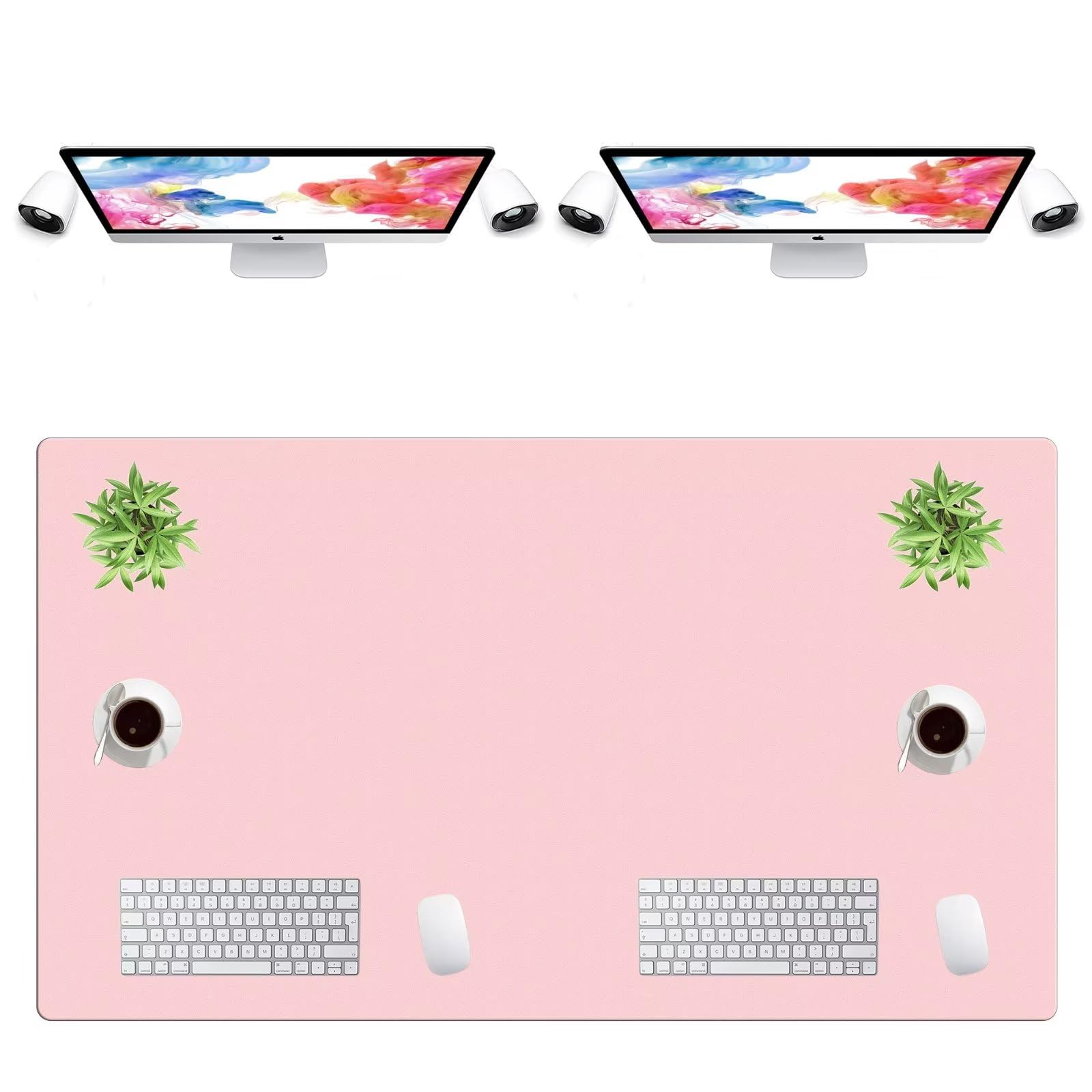 LL-COEUR Extra Large PU Leather Desk Mat Large Mouse Pad XXL Waterproof Table Mat Office Laptop Writing Pad (55.1 x 31.5 inch, Pink) — image 1