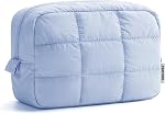 Narwey Maquillage de voyage Cosmétiques Sac pour femmes, Sacs de maquillage de tampon Femmes, Maquilleur matelassé Organisateur Poche, Sac de toilette Articles de toilette de voyage pour filles (Khaki)