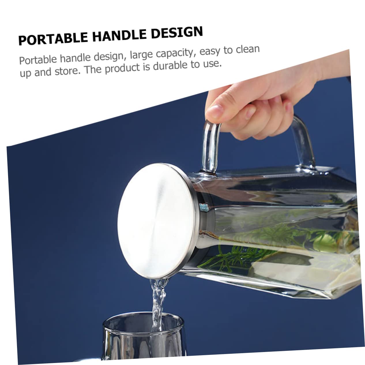 Jarra de Vidrio 1, 8 L para Agua Doméstica de Gran Capacidad | Multiusos, Fácil de Limpiar y Guardar, para Agua Fría y Leche, Estilo Elegante para Fiestas y Barbacoas