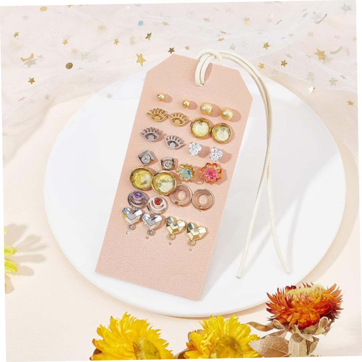 2PCS PU Leder Schmuck Rack Organizer Ohrringhalter für Frauen Ausstellungsständer