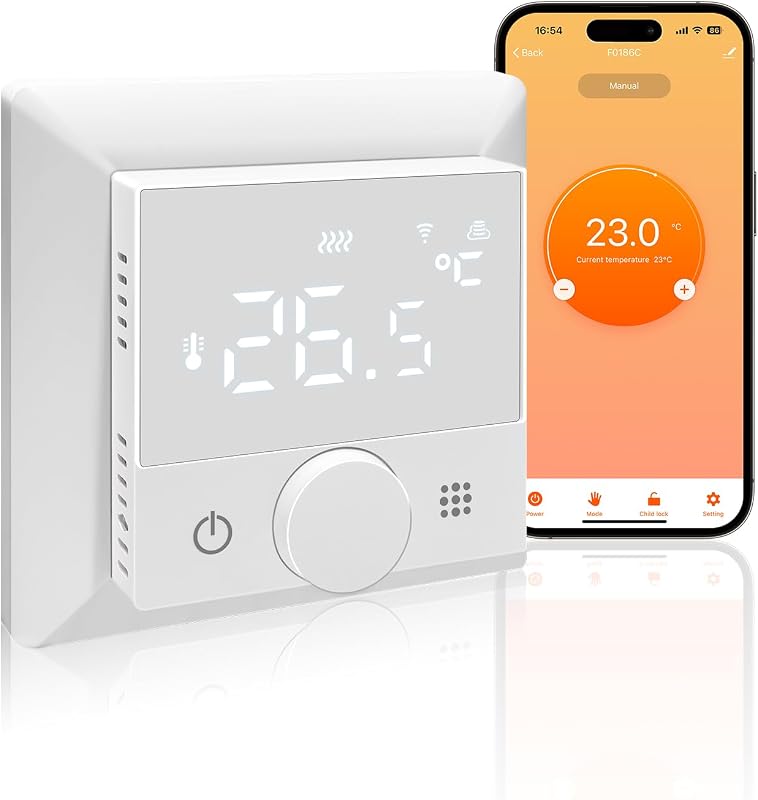 KETOTEK WiFi okos termosztát kazánhoz padlófűtéshez Alexa kompatibilis