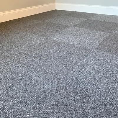 uyoyous 20pcs Commercial Carpet Floor Tiles 20x20 inch Carpet Tile 53.8sqft PVC Backed Squares Adhesive Stickers Non Slip for Residential & Commercial Flooring Use,Light Grey