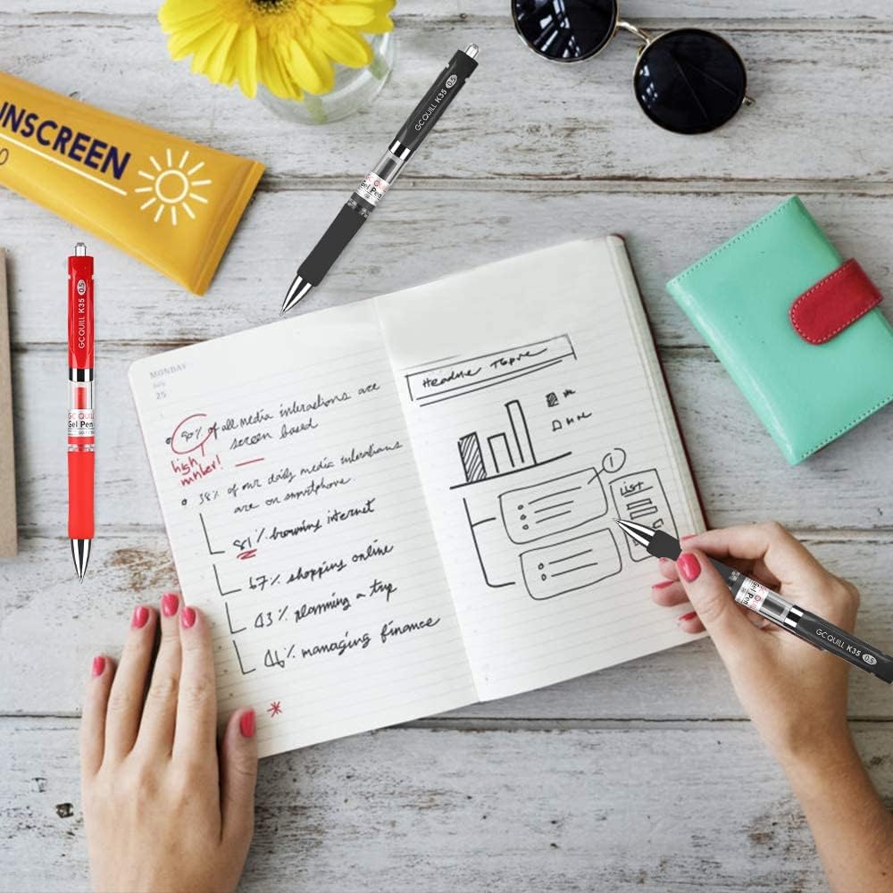 Buy GC QUILL Refillable & Retractable Rolling Ball Gel Pens Set, Fine