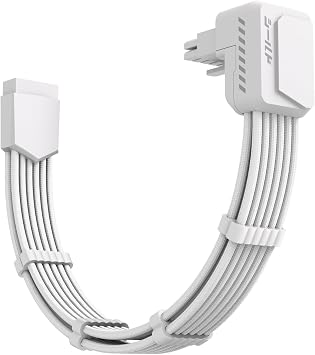 EZDIY-FAB Shield PCIE 5.1 GPU Extension Cable with 90 Degree 12V-2x6 Angle Adapter,16pin 12+4 12VHPWR PSU Cable Extension for RTX 40/50 Series with Combs-Reverse Type-White