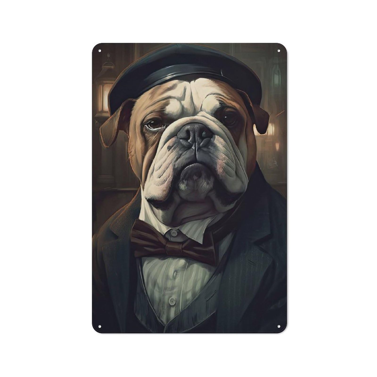 Bulldog Dog Gangster Modern Retro Metal Wall Decor 30x20cm, Metal Wall Sign for Loft, Studio, Office Or Creative Room