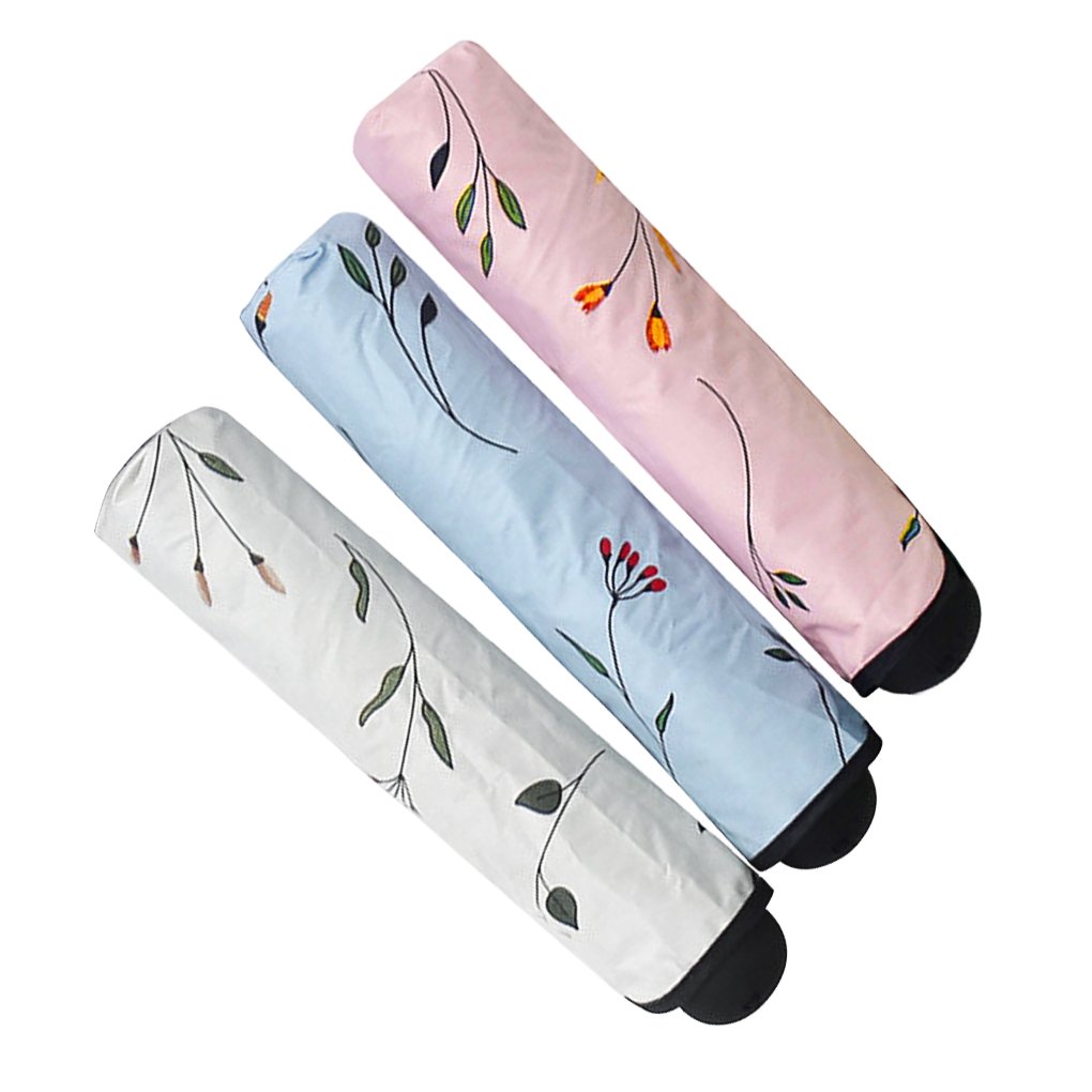 JIAHG Ombrelle à 3 Pliants Imprimée Florale Femme Parapluie de Soleil Compact UV Protection UPF 50+ Parasol de Voyage Jardin Para-pluie et soleil Imperméable et Résistant au Vent