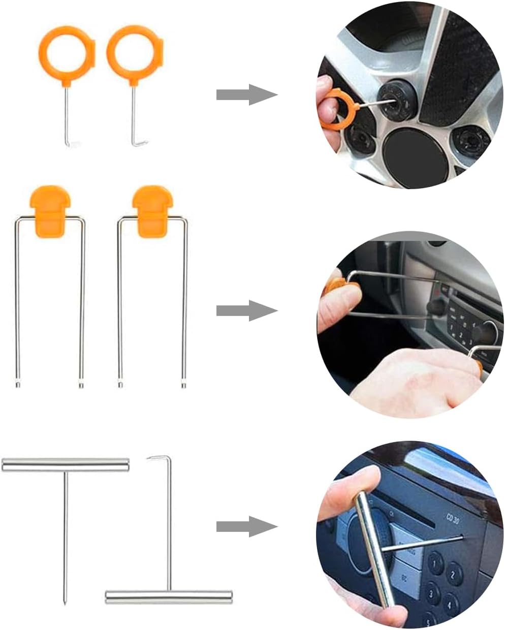 21 Pieces Stainless Steel Application Puller Set,68 inches Automotive Tool Kit with Long Handle-Pull Hook J-Hook