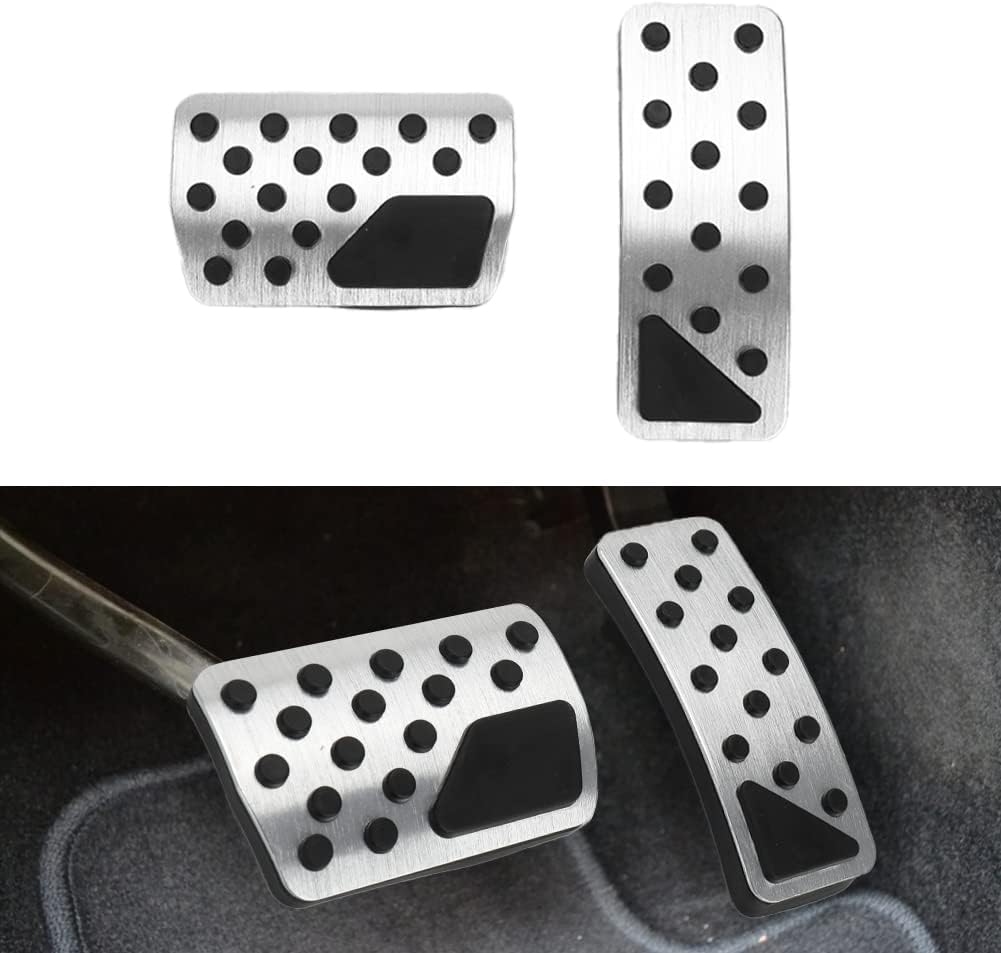 sportuli Anti-Slip Aluminum Alloy Pedal Covers Kit Replace for 2011-2021 Jeep Grand Cherokee and Dodge Durango, No Drilling Performance Brake and Accelerator Foot Pads (Sliver)