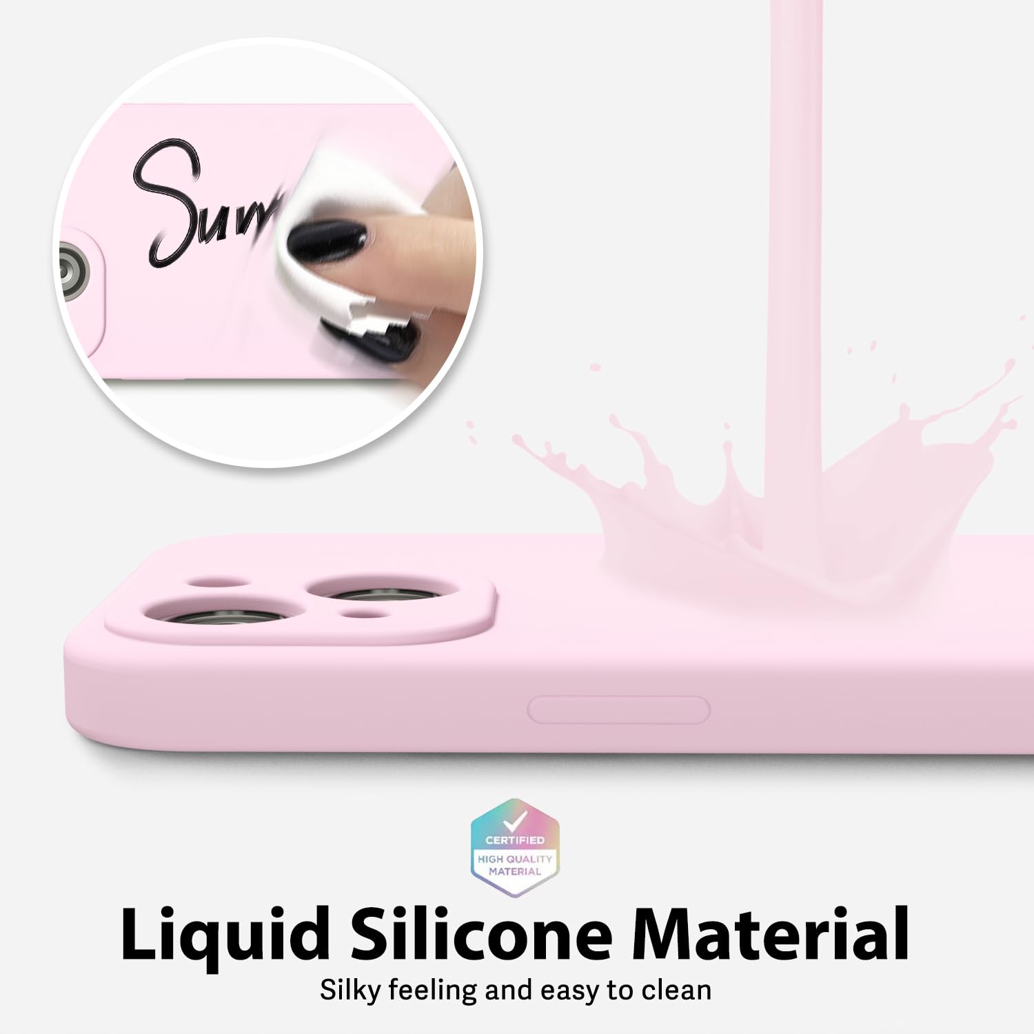 oakxco for iPhone 16 Pro Max Case Liquid Silicone, Soft Rubber Gel Elegant Aesthetic Basic Simple Cover, Cute Thin Slim TPU Matte Solid Color Plain Smooth Case for Women Girl, Light Pink — view 1285