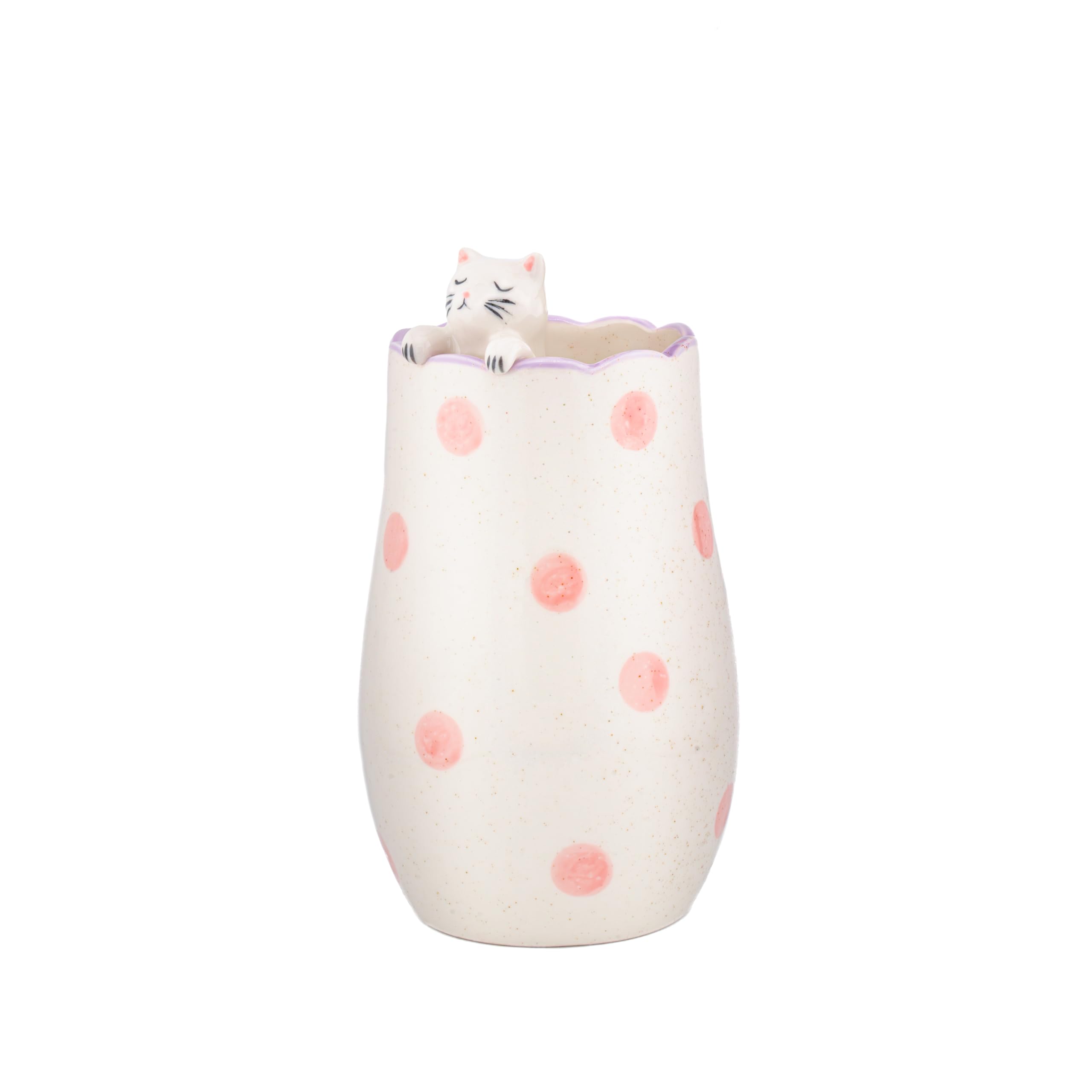 Sass & Belle Pink Peeking Cat Vase