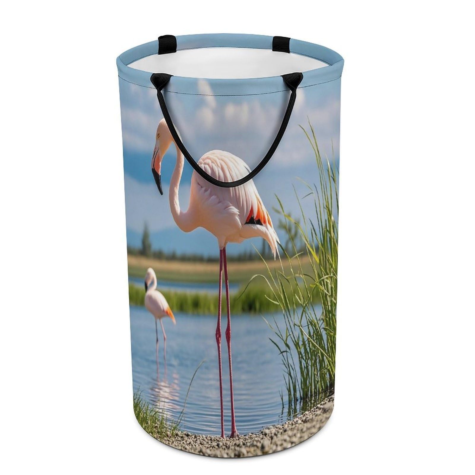 Flamingos Laundry Hamper Large Collapsible Laundry Basket with Handles Waterproof Clothes Hamper Portable Dirty Clothes Basket for Bedroom Laundry Room Closet Bathroom