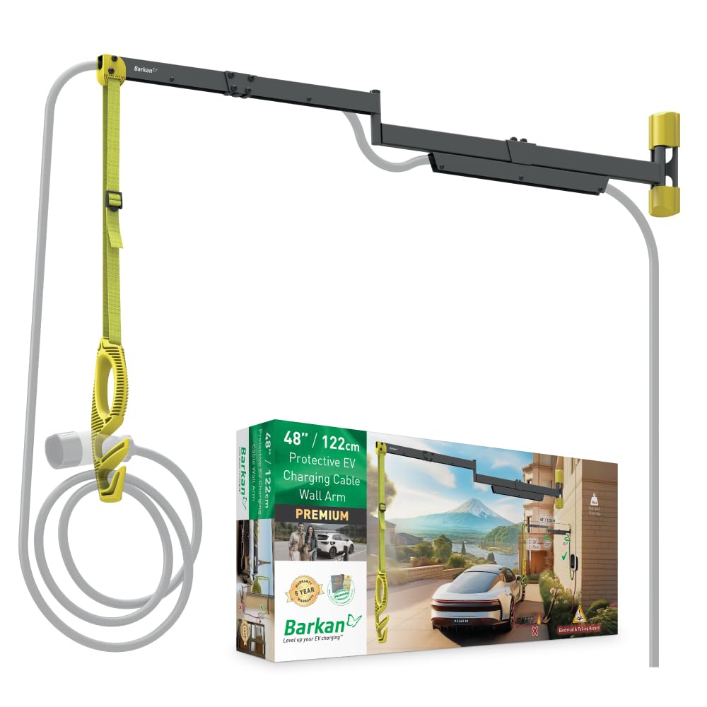 Barkan Cable de carga protector de 48 pulgadas para vehículos eléctricos, para cargadores de nivel 1 y 2, revestimiento de zinc resistente a la intemperie para interiores y exteriores, para cable de