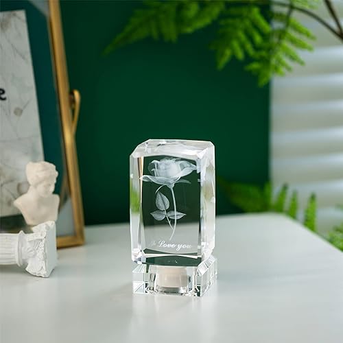 Miniatura 3 de Sziqiqi Cristal láser 3D con base de luz LED, regalo de aniversario con caja de regalo, regalo para el día de la madre, regalo para el día de San