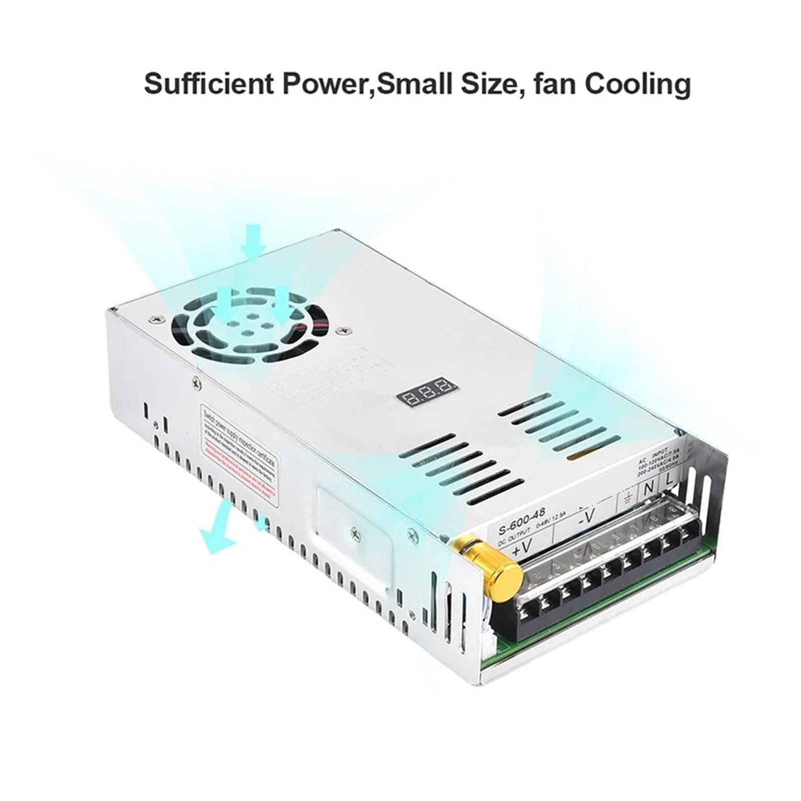 Zasilacz impulsowy o mocy 600 W z cyfrowym wyświetlaczem AC-DC