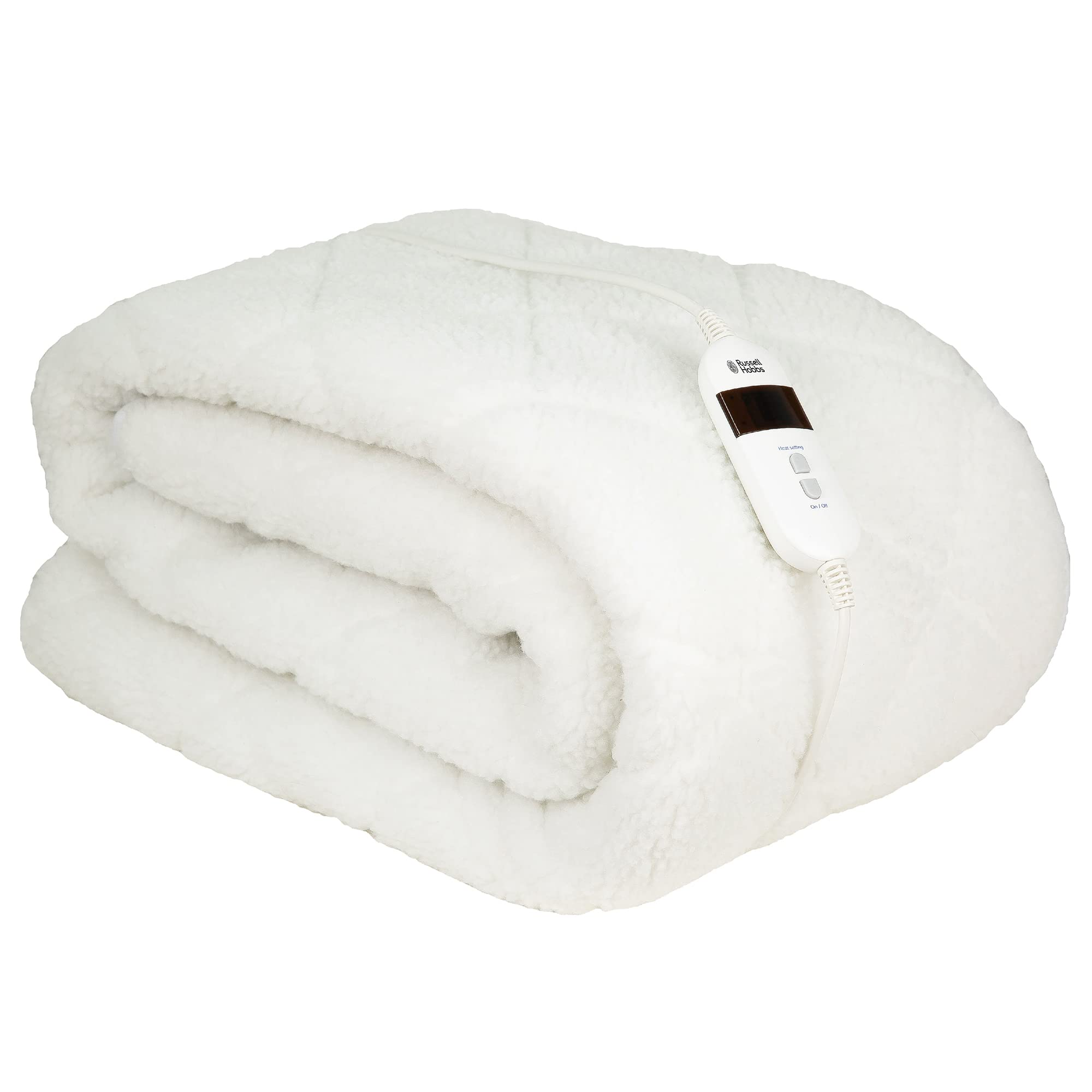 Russell Hobbs Electric Blanket, Sherpa Fleece Heated King Fitted  Underblanket, 6 Heat Settings u0026 10 Hour Auto Shut Off, Energy Efficient,  Machine Washable, 2x Remote, 150 X 200 cm, 120W, RHEDB8002 :