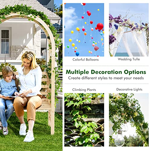 Giantex 81In Garden Arch With 2-Person Bench, Wooden Garden Arbor Archway Trellis For Climbing Plants, Outdoor Wedding Arches Patio Trellis Pergola For Ceremony Party Lawn Backyard, Load 543 Lbs #TOP7