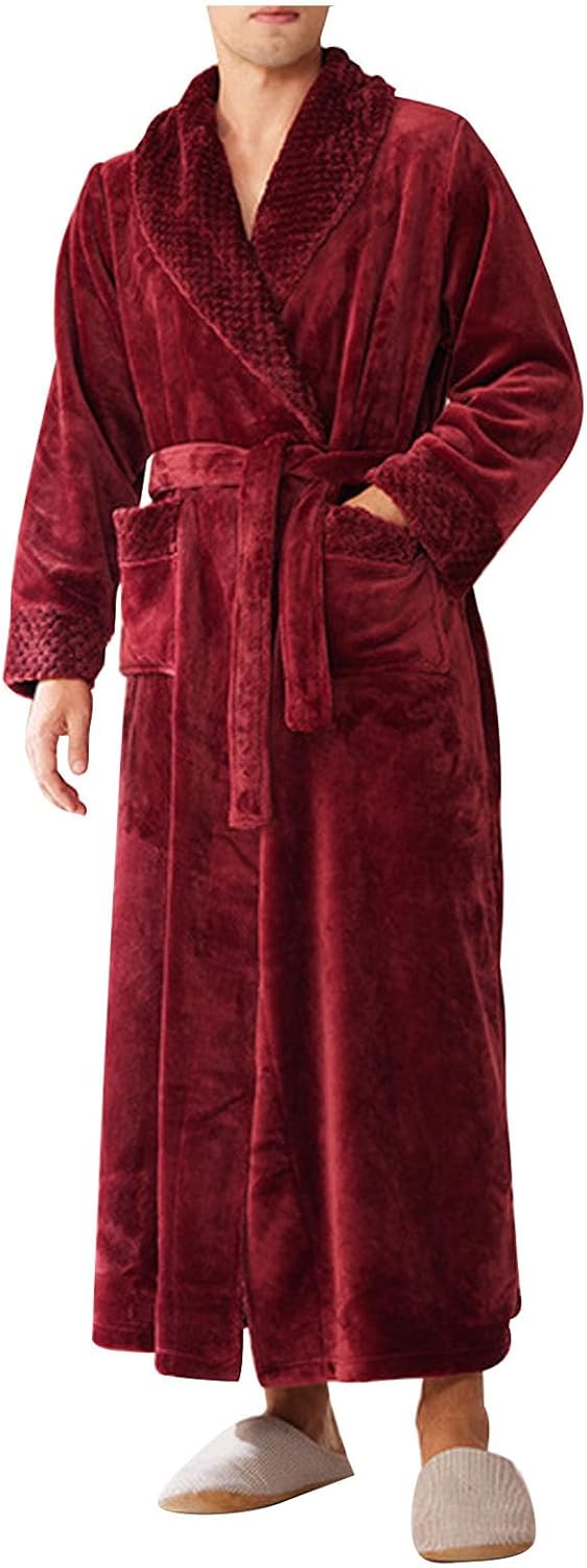 Mens Womens Thicken Pajamas Robes Fleece Sherpa Full Long Sleepwears Open Front Bathrobes Warm Cozy Winter Nightgowns