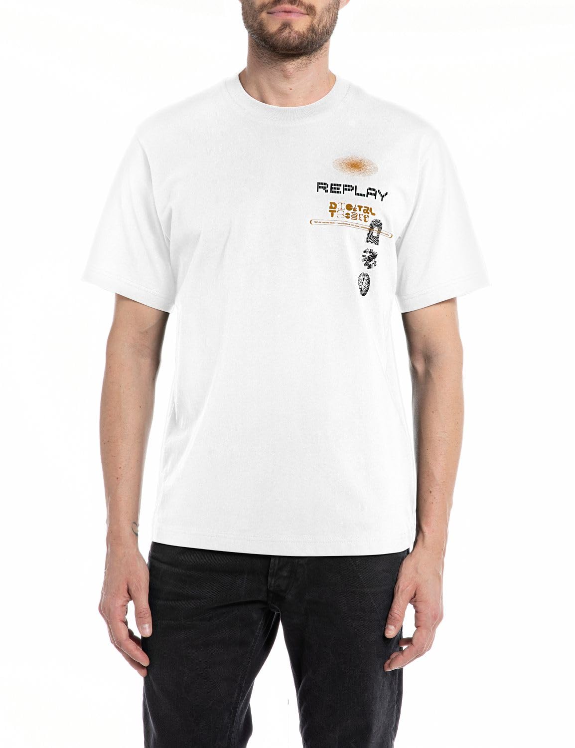 REPLAY Men's M6694 T-Shirt, Natural White 011, S