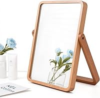 ZOROSY Wooden Rectangle Makeup Mirror - Wall-Mounted or Tabletop Vanity Stand for Bedroom Bathroom Gifts 10.5x7.8in
