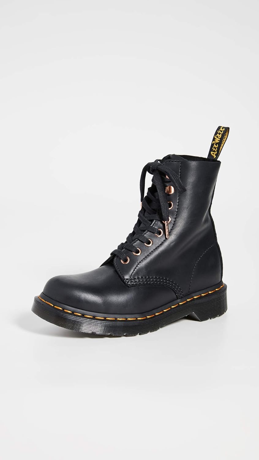 Dr. Martens Womens 1460 Pascal Soap Stone Smooth Leather Closed Toe Boots - Black - 5