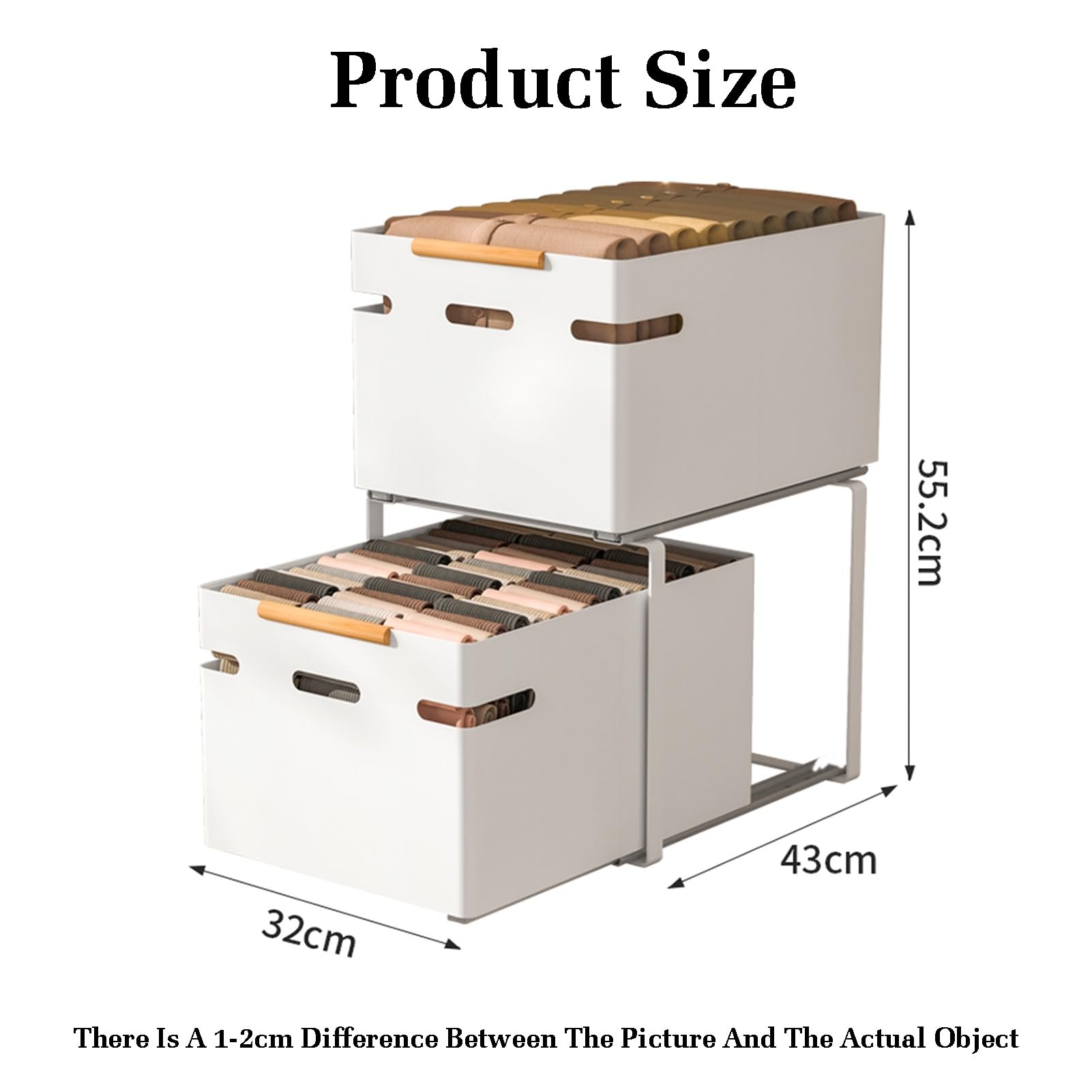 Cesta De Almacenamiento De Gabinete Extraíble,Caja Organizadora De Almacenamiento De Armario,Apilable Desmontable,No Requiere Perforación,para Armarios De Cocina, Oficina, Almacenamiento(Black,43x32x2