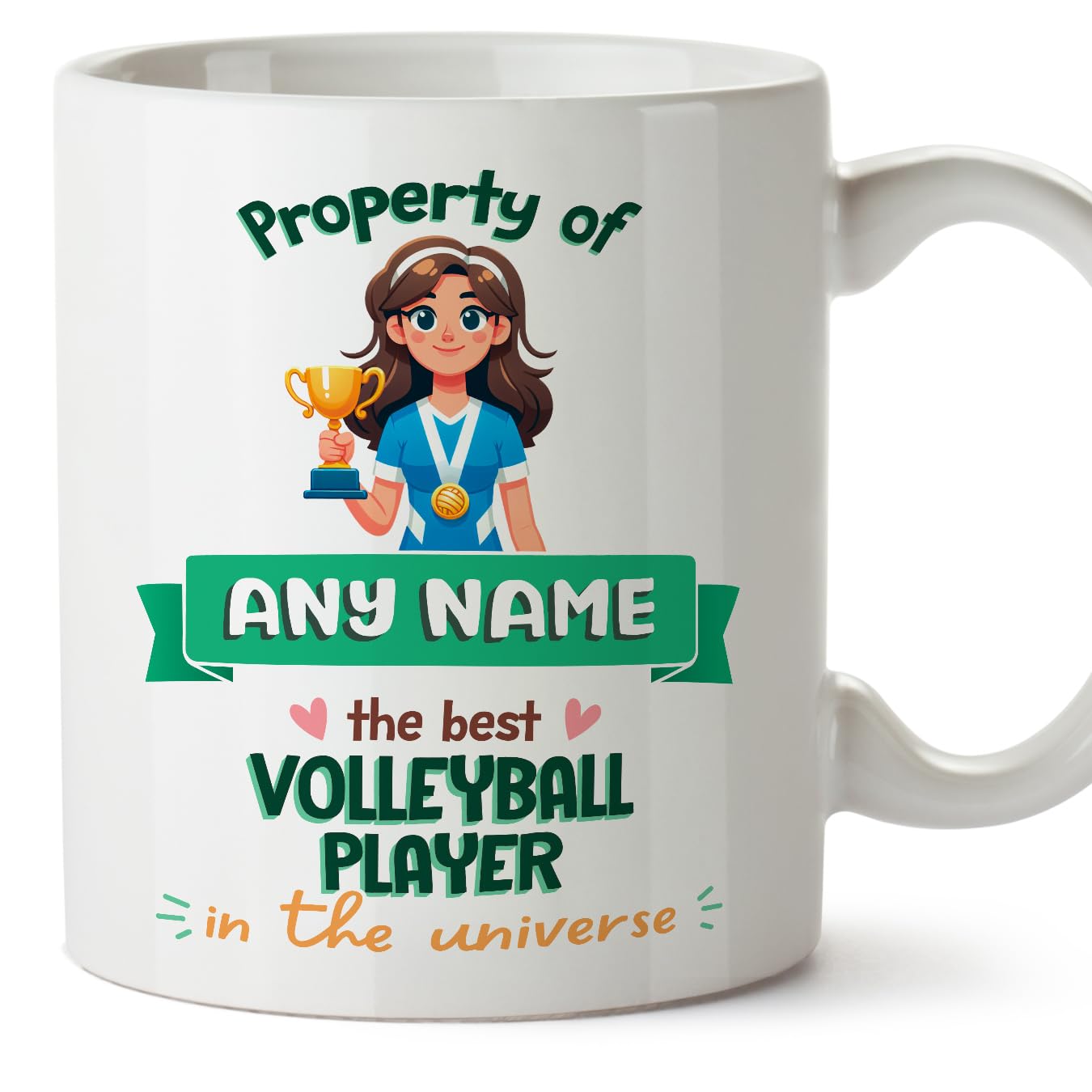 MUGFFINS Personalised Mug for Volleyball Player Woman - in English - Property of - Funny Custom Gift for Colleagues - Ceramic 11oz Mug