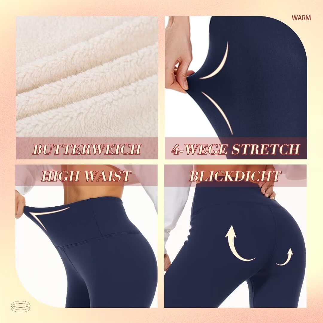 Missluck Legging thermique pour femme - Doublure noire - Legging thermique épais en peluche - Chaud en hiver