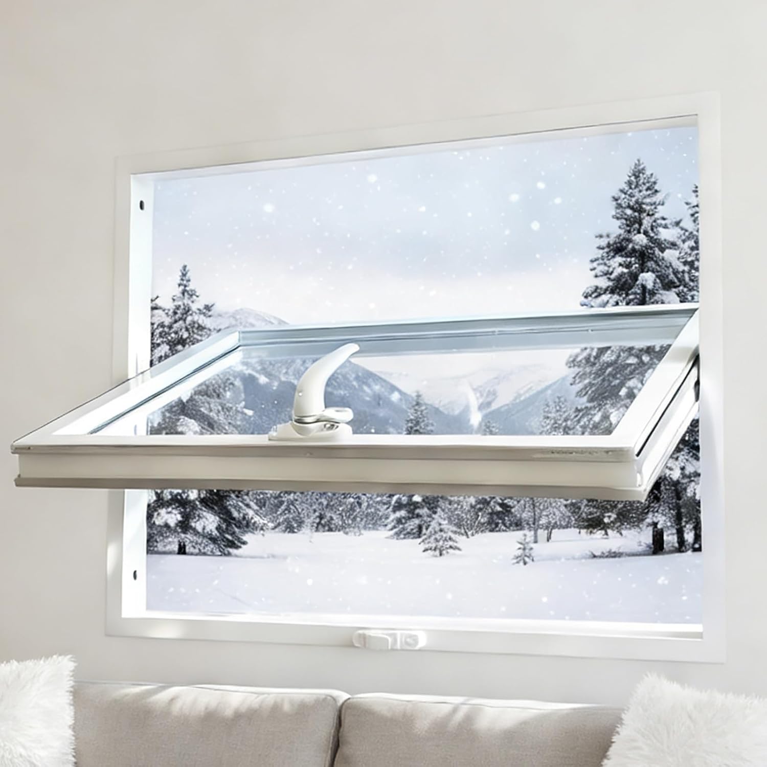 Aluminum Shed Windows with Clear Tempered Glass, 360° Rotating Window for Outdoor Barn, Garage, Sunroom, Office, Flush Mount Replacement with Adjustable Ventilation(White,29x20inch (WxH))