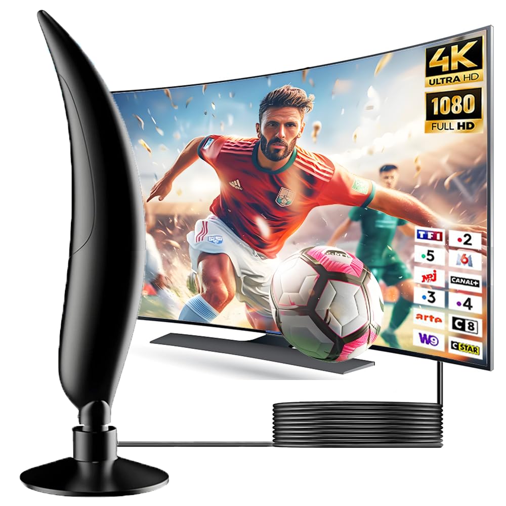 Antenna TV Interna DGUPSP 2025 Con Amplificatore 25dBi – Ricezione A 260km Per DVB-T/T2 E 4K