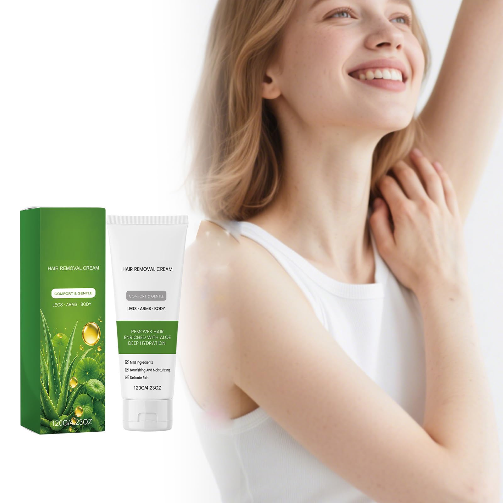 Crème dépilatoire à l'aloe vera, Crème dépilatoire pour peaux sensibles (5pcs)