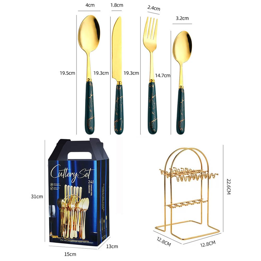 Set Di Posate In Acciaio Inossidabile Da 24 Pezzi, Set Di Utensili Da Tavola Lucidati A Specchio, Coltello con Manico In Ceramica, Forchetta E Cucchiaio, per Ristorante Domestico Black