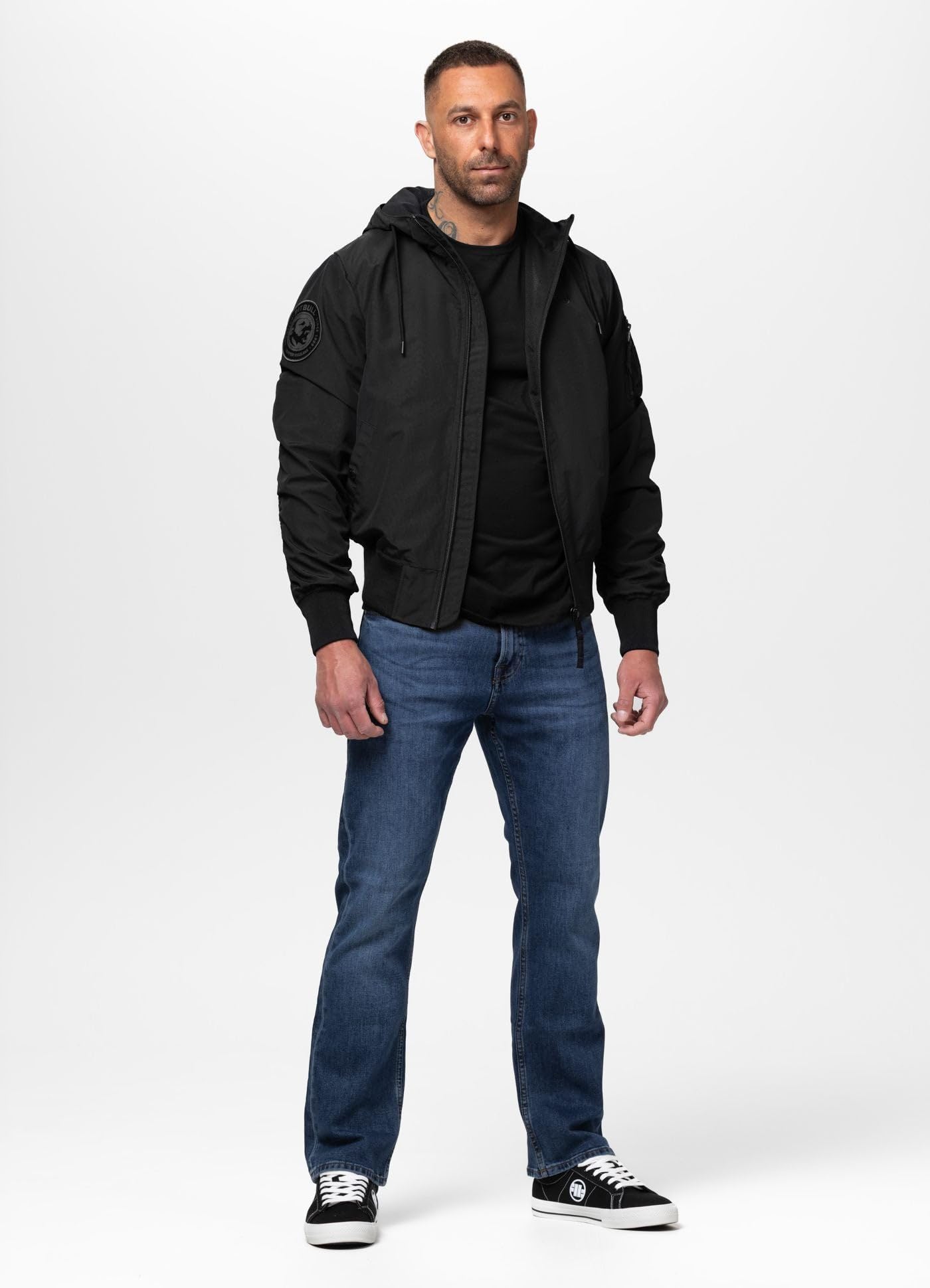 PITBULL - Bomberjacke Herren HOOPER, Übergangsjacke Nylon, Jacke Herren Urban Streetwear, Jacken mit Seitentaschen, Sportliche Jacket, Leicht Windjacke