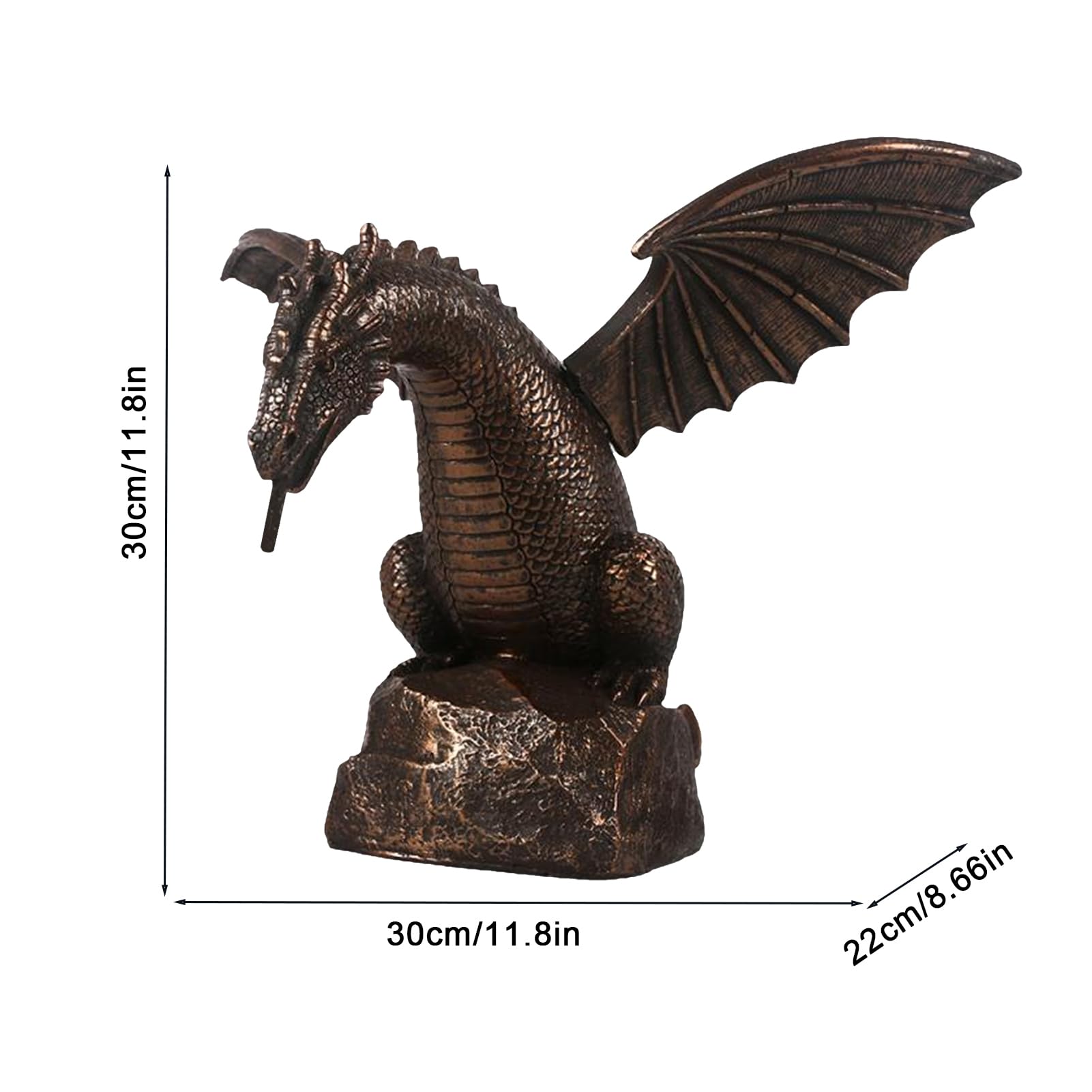 Amazon.co.jp: 庭の噴水の龍の像 - 火を吐くドラゴンの彫刻 樹脂の水景