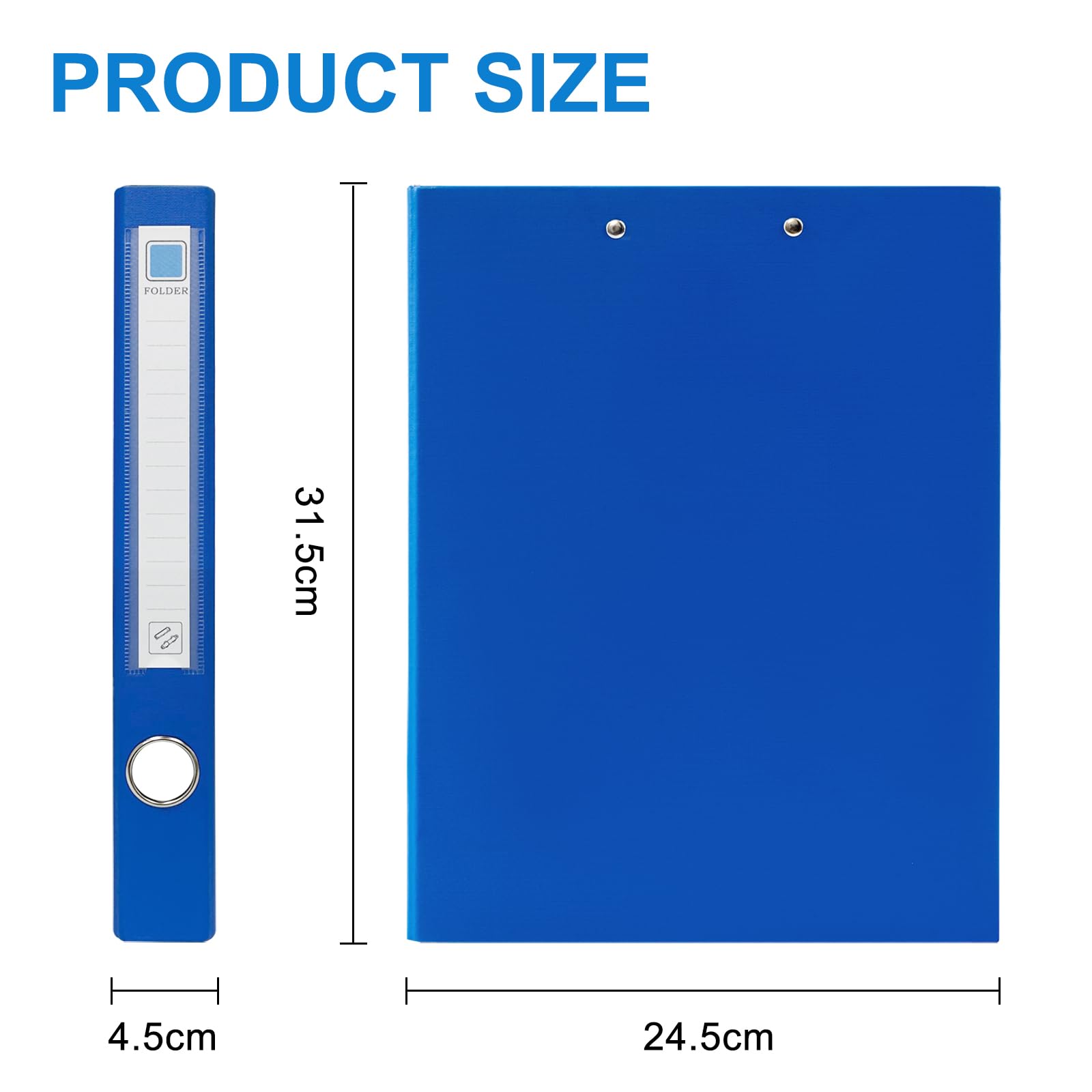 Raccoglitore ad Anelli con Portablocco, 4 Pezzi Raccoglitori ad Anelli A4, Dorso da 45 mm, 2 Raccoglitori a D e Portablocco, Cartella 2 in 1 per L'organizzazione dei Documenti, Blu