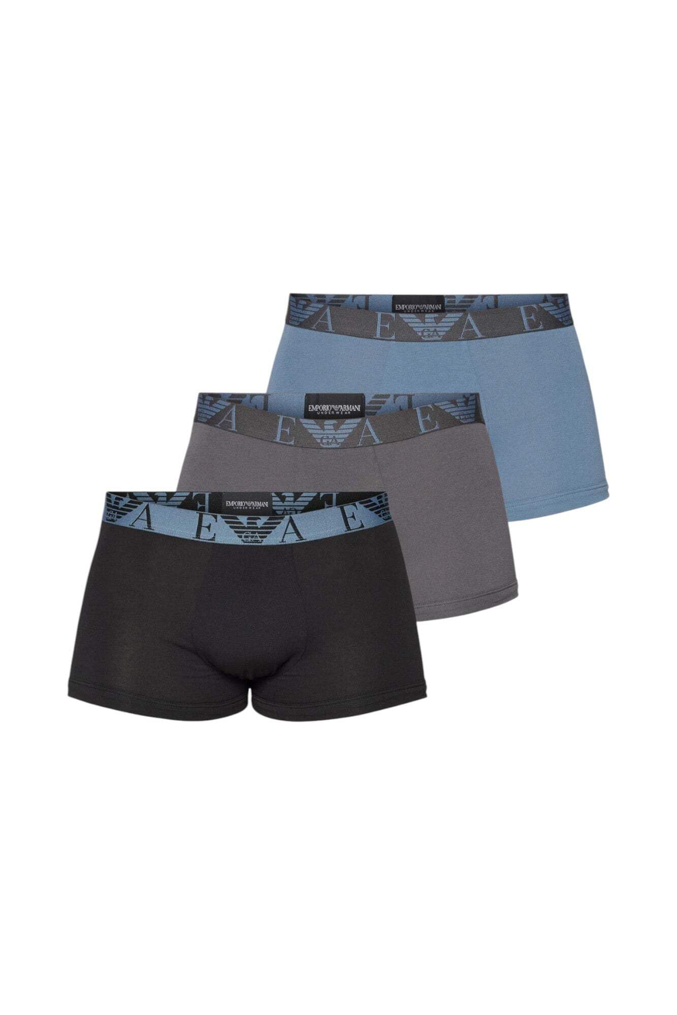 Emporio Armani Men's Tempesta/Magnet/Nero Bold Monogram 3-Pack Trunk, Large
