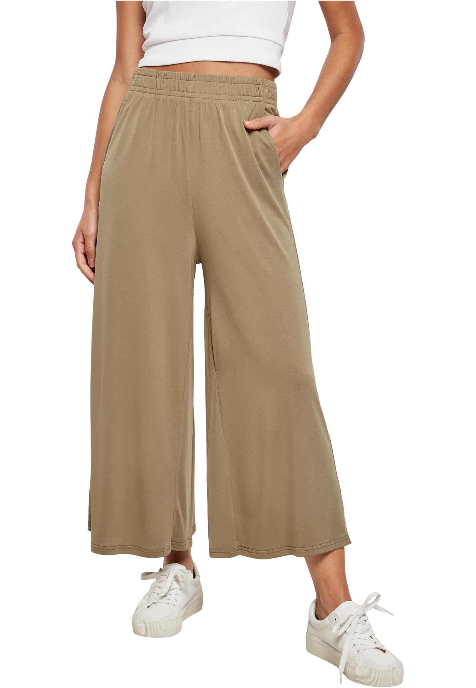 Urban Classics Women's Ladies Modal Culotte Pants, Khaki, XL